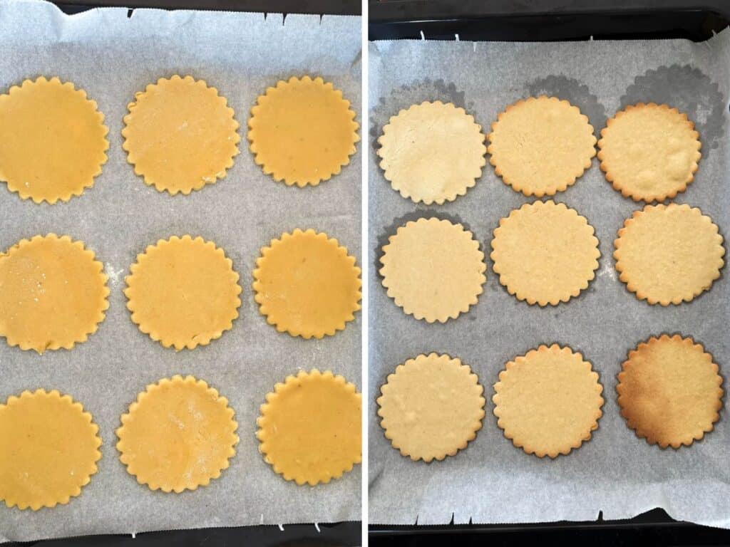 Cutting out sourdough sugar cookies.