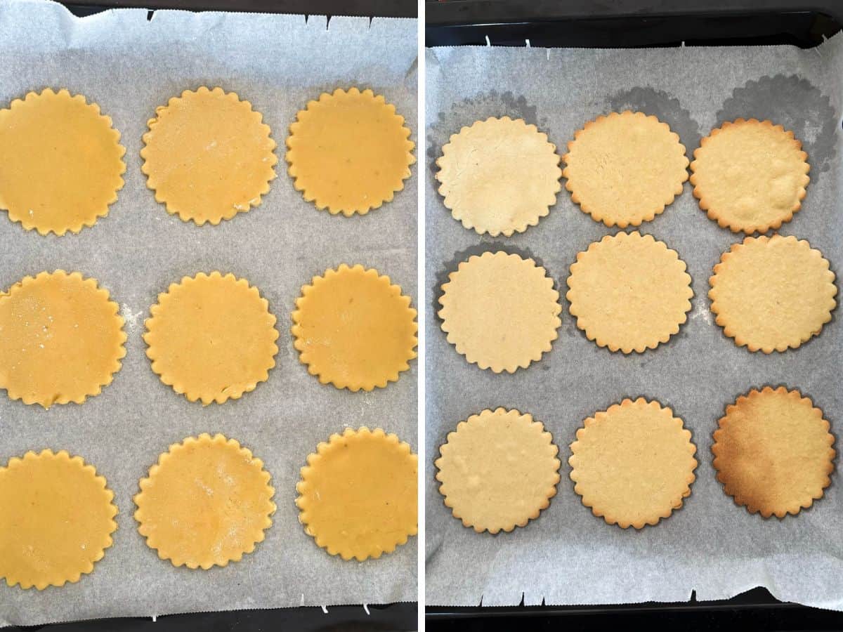 Cutting out sourdough sugar cookies.