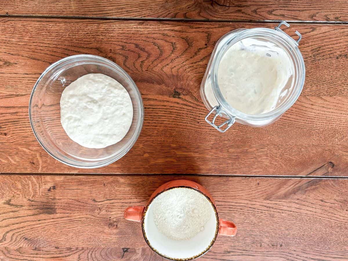Ingredients for beginner sourdough bread.