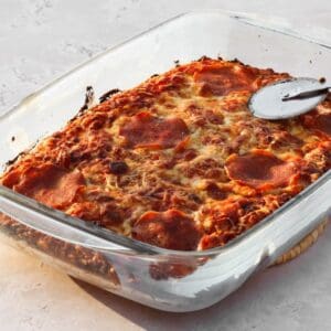 Pizza made with sourdough focaccia.