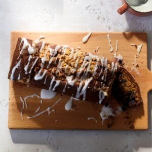 Blueberry sourdough bread with lemon glaze.