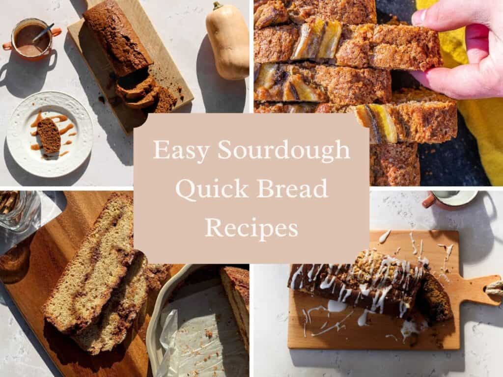 A collage with sourdough quick breads.