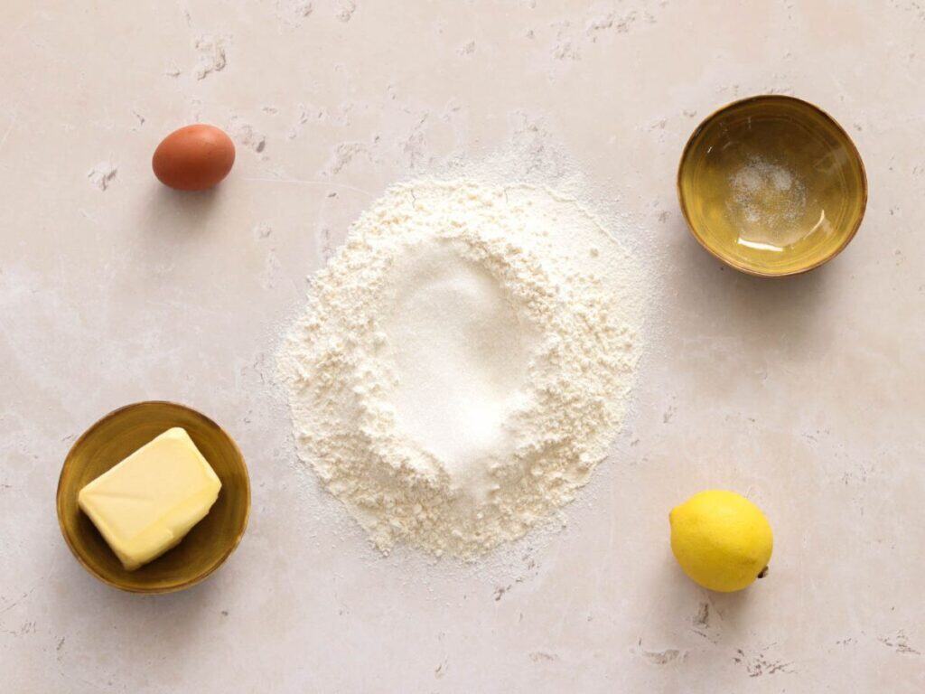 All the ingredients to make homemade pie crust.