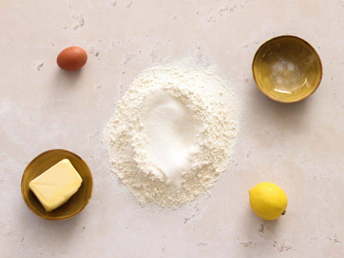 All the ingredients to make homemade pie crust.