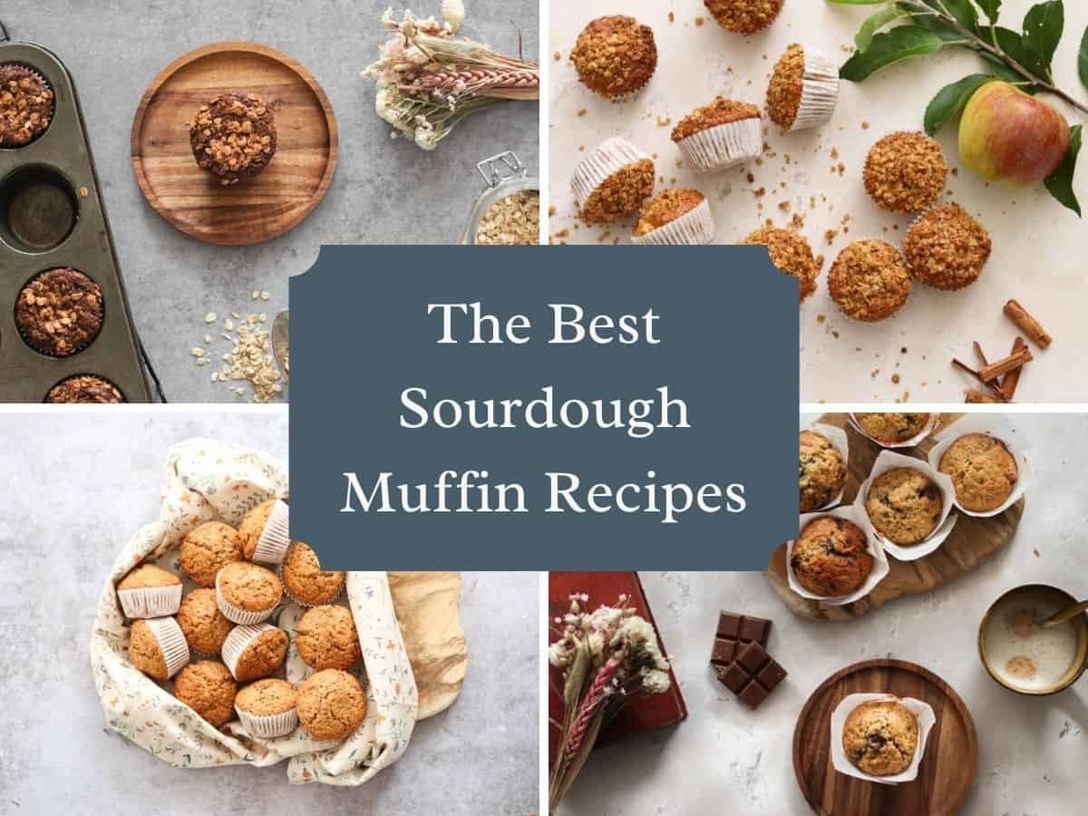 A collage with four of the best muffins.