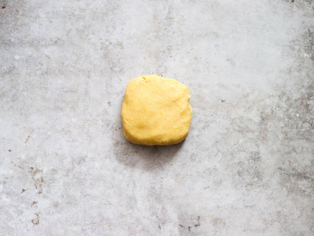 Sourdough discard pie crust ready to be rolled out.